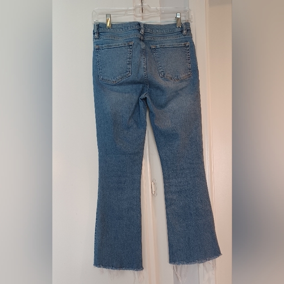 All Saints 28 Zoe Cropped Bootcut Faded Wash Frayed Hem Women’s Blue Jeans - Picture 2 of 16